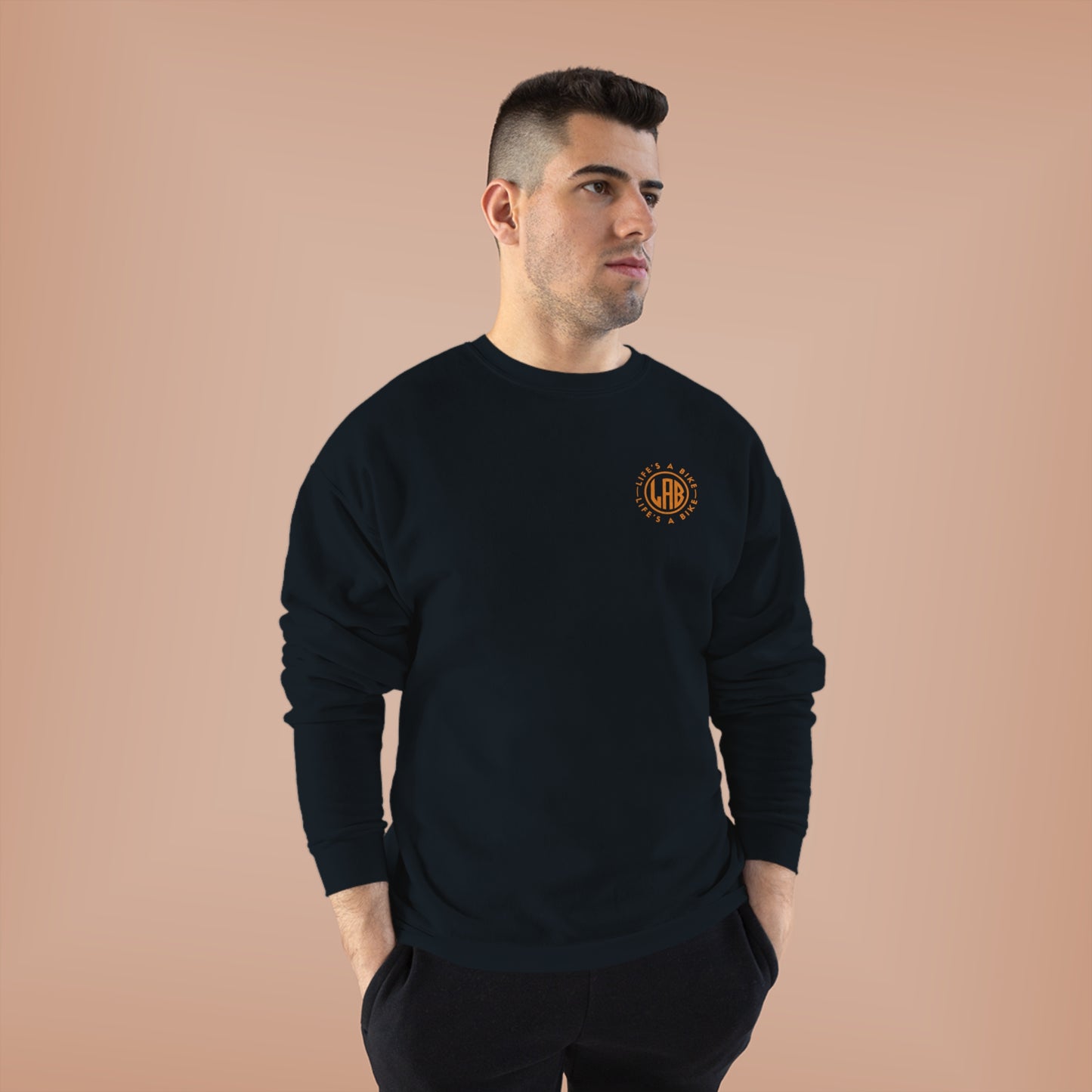 LAB Unisex EcoSmart® Crewneck Sweatshirt - Black Orange