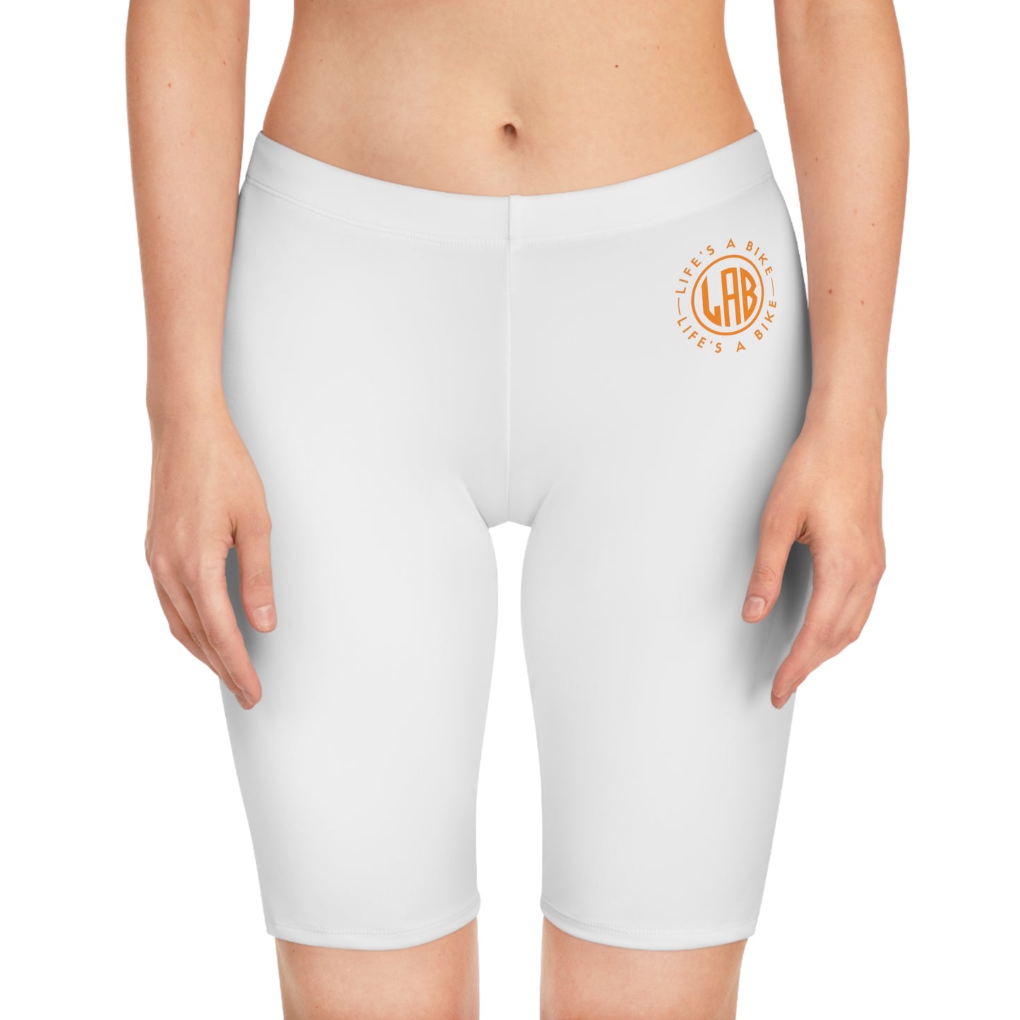 Women's Bike Shorts - White / Orange LAB