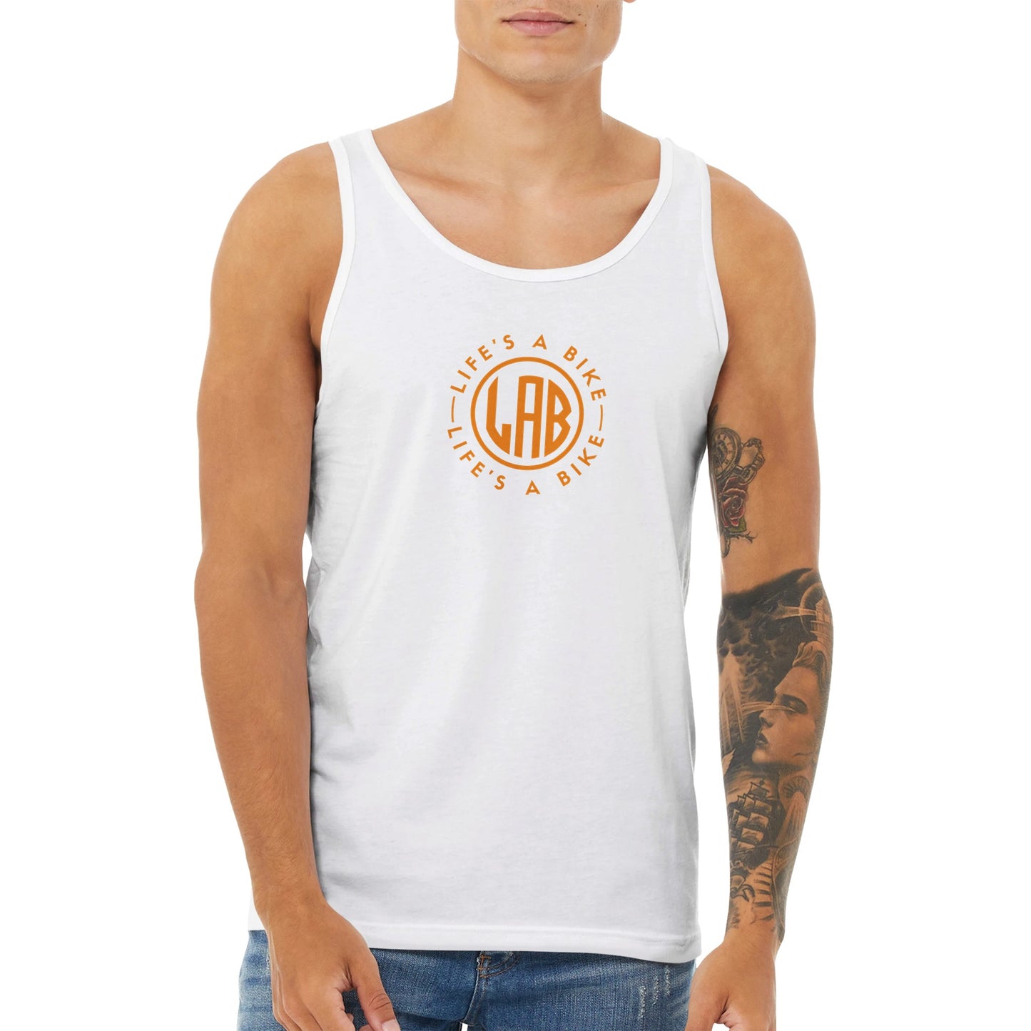 Premium Unisex Tank Top - Orange Logo