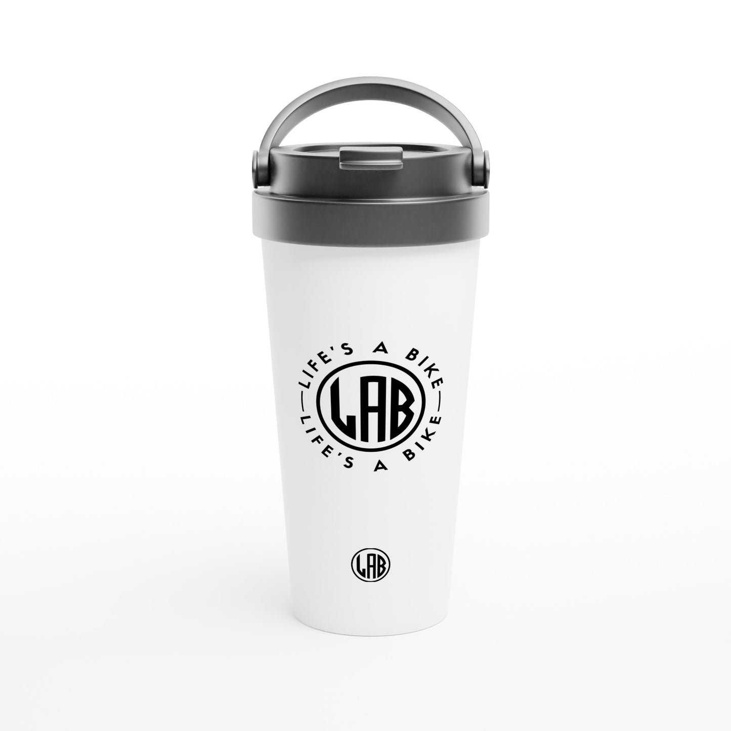 LAB White 15oz Stainless Steel Travel Mug - Black