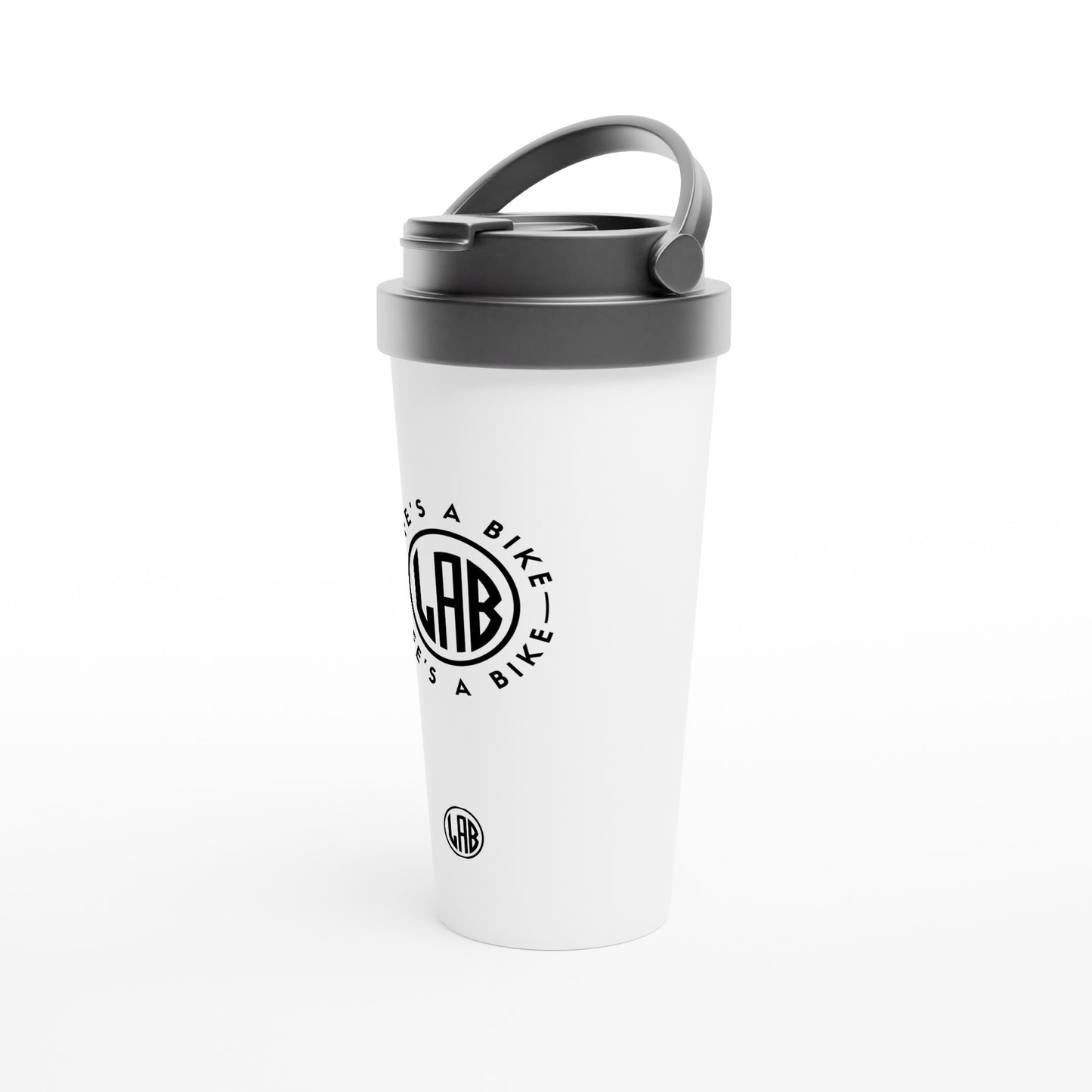 LAB White 15oz Stainless Steel Travel Mug - Black