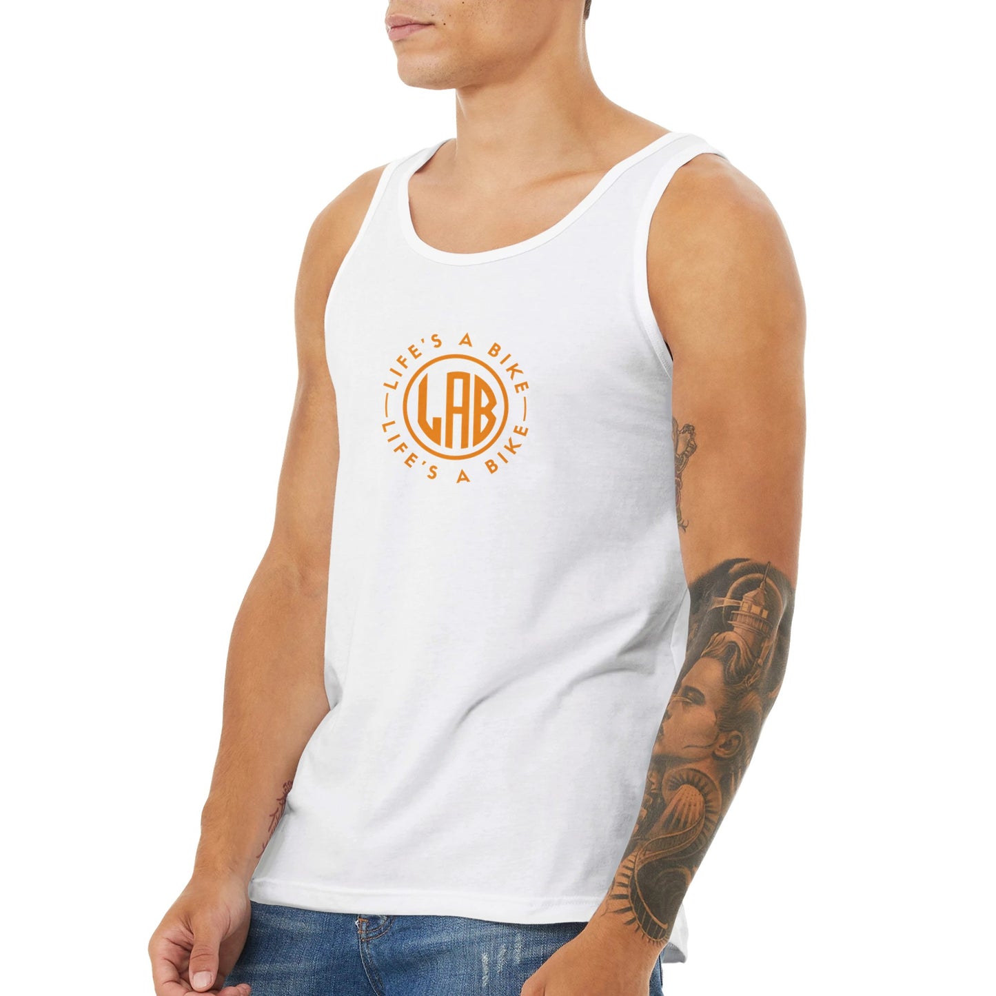 Premium Unisex Tank Top - Orange Logo